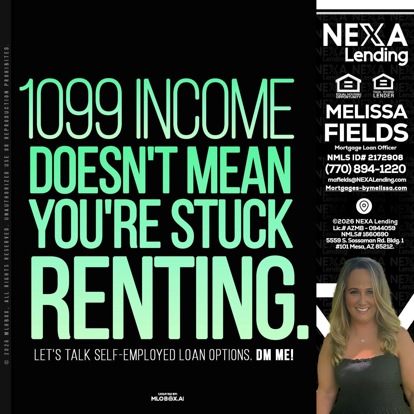1099 income - Melissa Fields -Mortgage Loan Officer