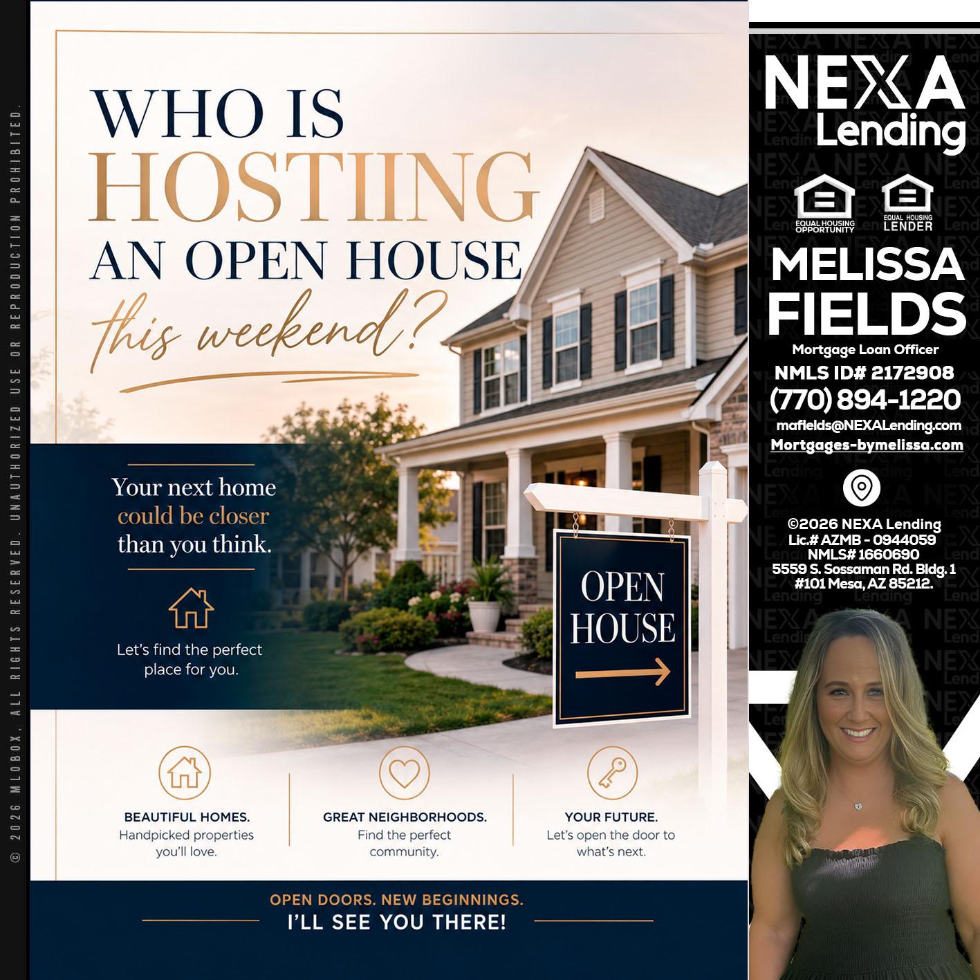WHOS HOSTING - Melissa Fields -Mortgage Loan Officer